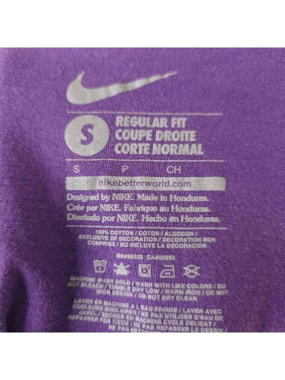 Nike T Shirt Mens Size Small Purple Regular Fit Sportswear